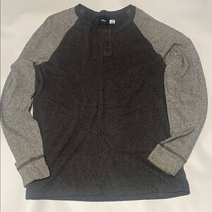 BDG Black and Gray Long Sleeve Henley